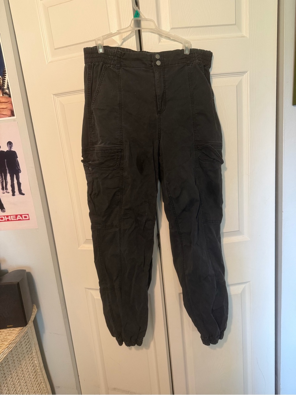 Black Womens Cargo Jogger Pants - Comfortable Utility Style